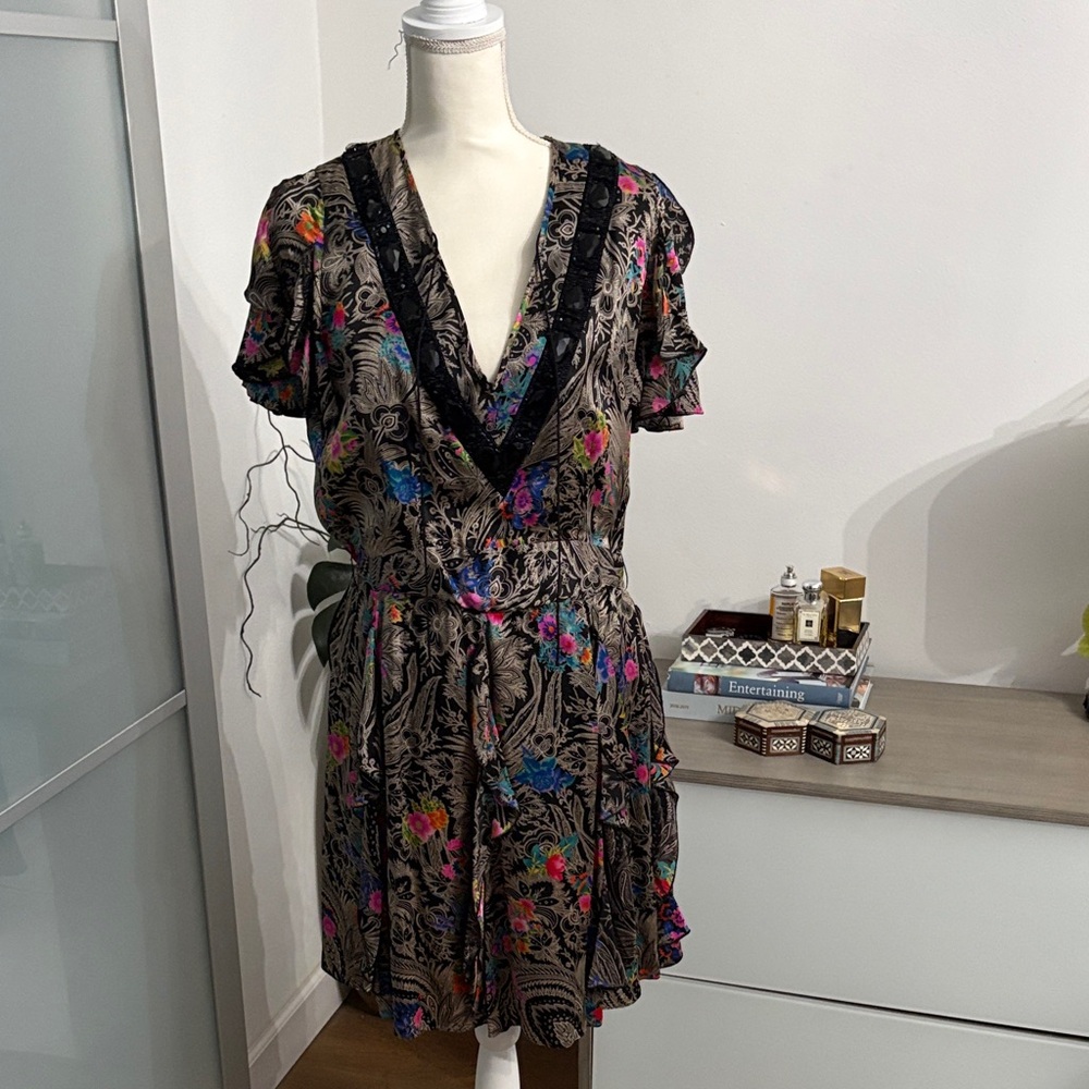 Matthew Williamson Black Floral Mini Dress